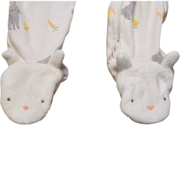 Footed CARTER'S Bunny Zip Front Sleep N' Play Sz 9m - Picture 3 of 5